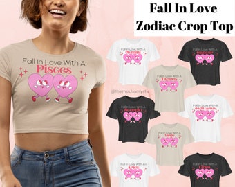 Top corto de amor del zodiaco, camiseta corta de astrología para San Valentín, camiseta de bebé con horóscopo del Día de San Valentín, regalo de signo del zodiaco, regalo de cumpleaños astrológico
