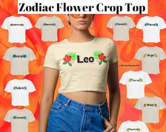 Zodiac Flower Crop Top: Astrology Horoscope Tee