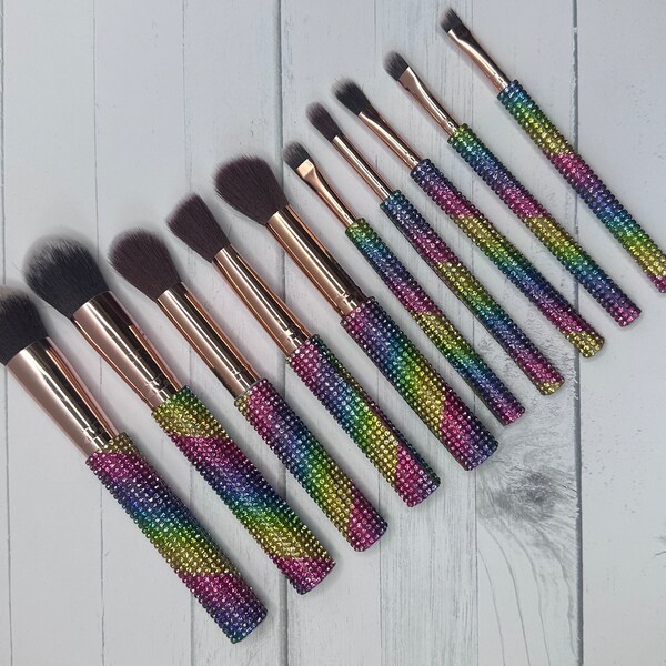 Rhinestone Makeup Brushes 10 piece set