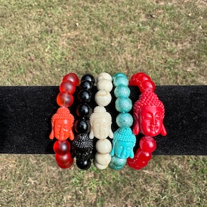 Buddha Head Charm Beaded Bracelets