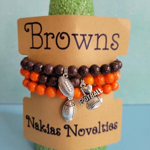 Browns Inspired Football Charms Bracelets Set