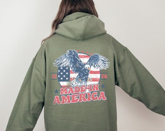 Made in America Hooded Sweatshirt, Retro 4th of July Sweatshirt, Patriotic Sweatshirt, America Sweatshirt