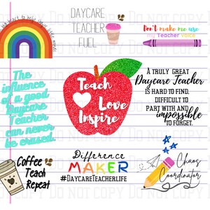 Daycare Teacher life PNG file, Daycare teacher, Teach Love Inspire, Daycare worker SVG PNG sublimation, gift for daycare teacher occupation