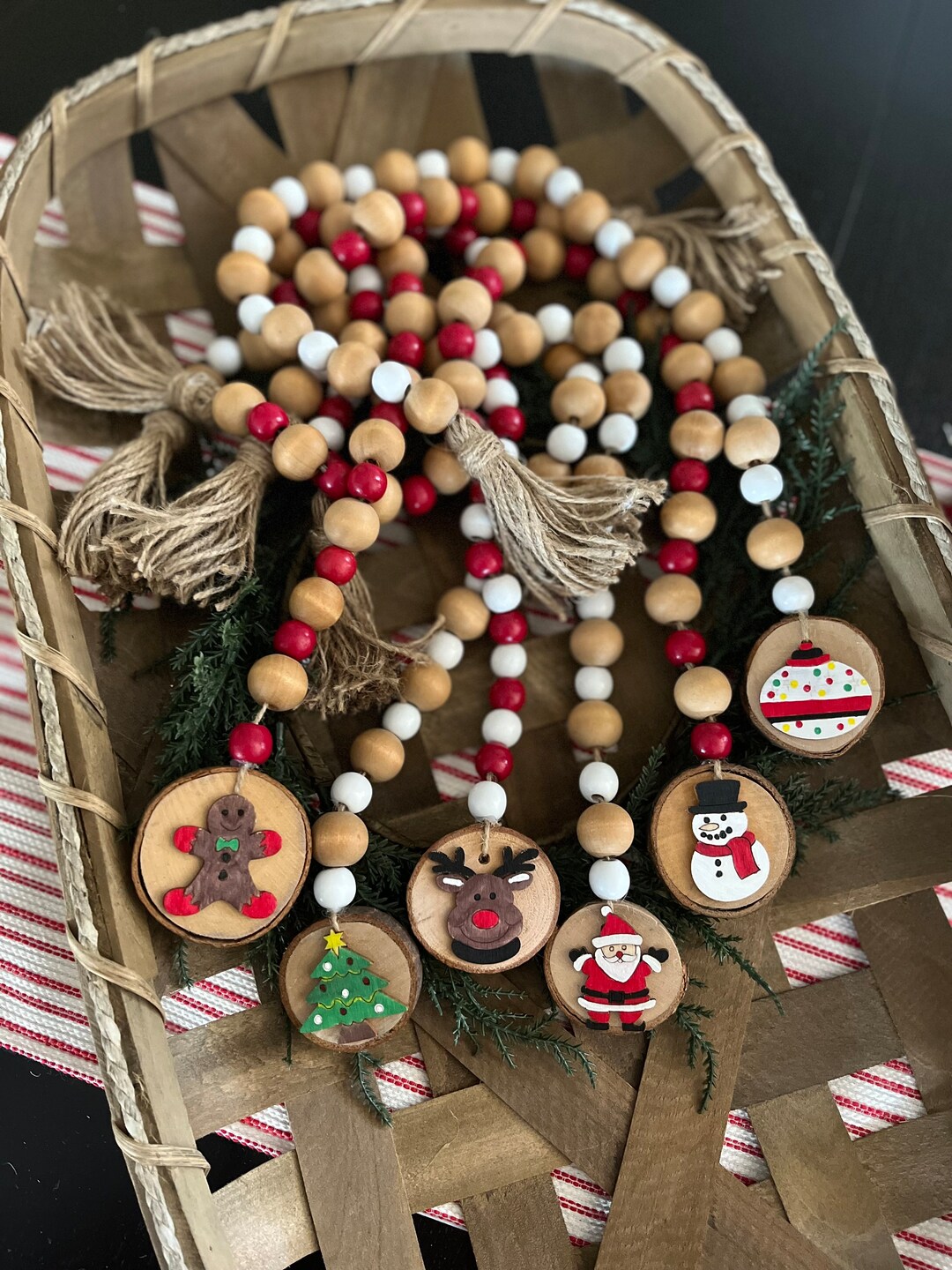 Merry Christmas Wood Bead Garland - Etsy