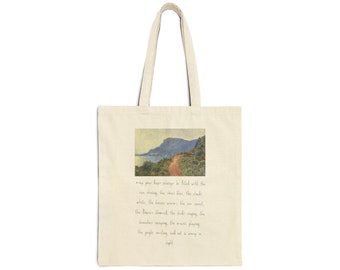 Vintage Painting & Poem Tote Bag