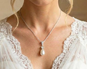 Minimalist Teardrop Necklace, Earring. Bracelet 3Set.  Bridesmaid Jewelry. Bridal Jewelry. - Gold. Silver