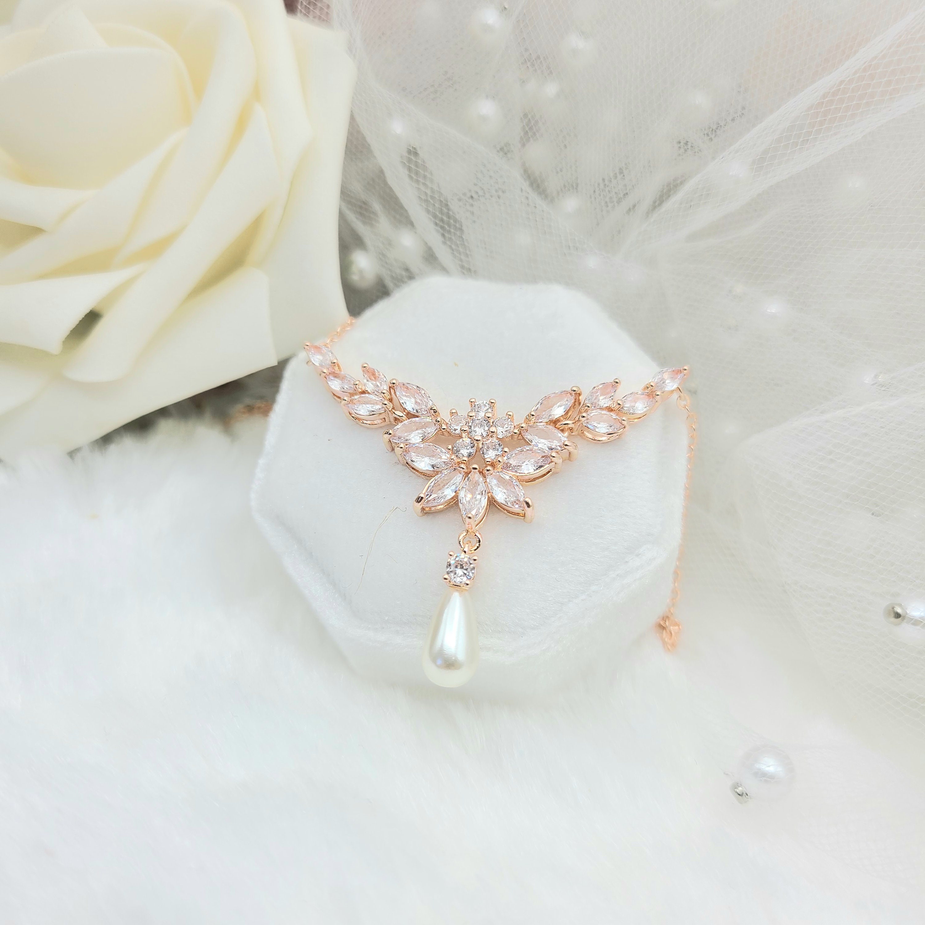 Rose Gold Pearl Jewelry Set