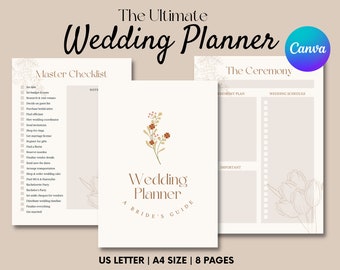 Plantilla para planificador de bodas / Editable en Canva, PLR de marca blanca (Descarga digital)