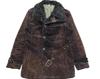 Tornado Mart Faux Fur Raccoon Hoodie: Red Tartan Wool Jacket (size