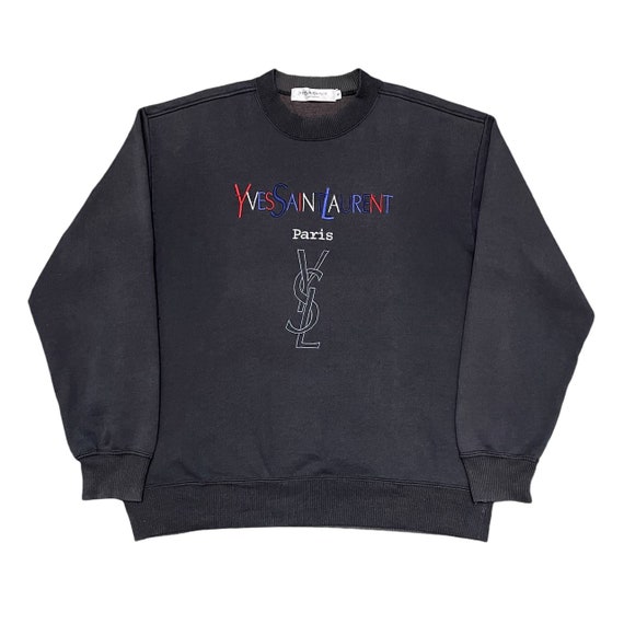 Vintage YSL Yves Saint Laurent Paris Embroidered Crewneck Jumper 