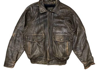Vintage 80's Houston A2 Flyer Leather Jacket - Etsy