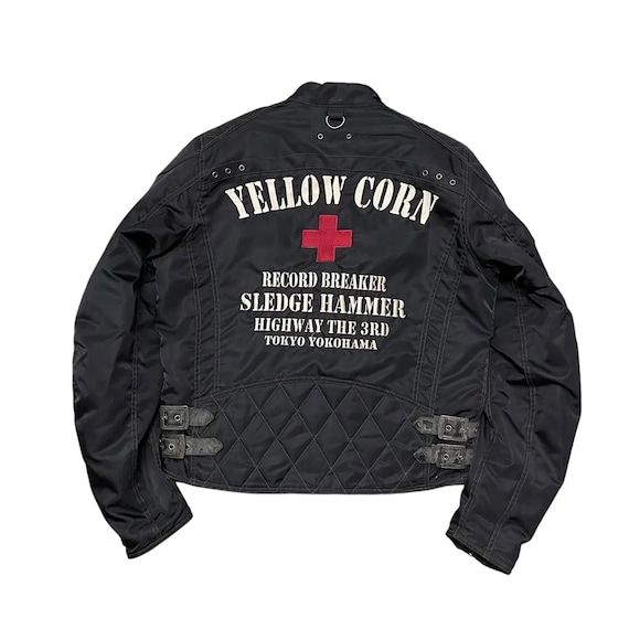 Vintage Yellow Corn Motor Sports Equipment bomber sto… - Gem