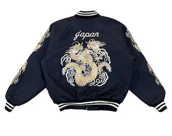 Giacca bomber vintage Creed Sukajan con ricamo aquila, tigre e drago