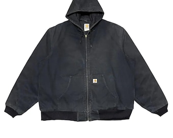 USA製 Carhartt Active jacket j140 black Carhartt Men's J140 Loose Fit Firm Duck Flannel-Lined