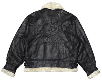 SUNTORY COFFEE BOSS レザーシェルパジャケット Vintage - Suntory Boss Coffee Shearling Leather Jacket - 2000