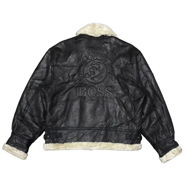 Vintage 00's Suntory Boss Coffee Leather Jacket Special Edition