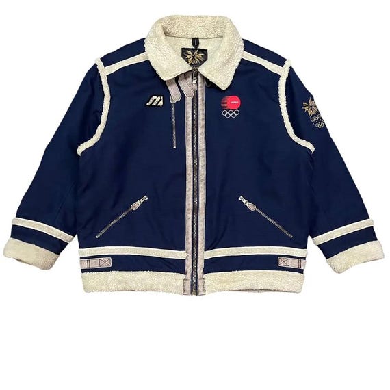 Giacca vintage in montone olimpica Nagano 1998 di Mizuno Italia