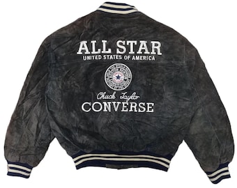 Chaqueta universitaria Chuck Taylor de Converse vintage de los años 90 de piel de cerdo