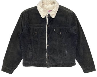 Levis Black Sherpa Denim Jacket Made In USA Mens Ladies 
