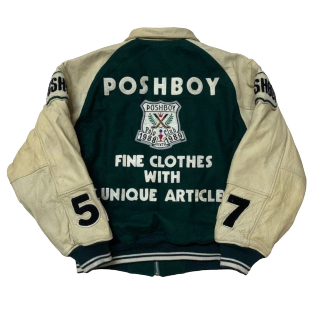 Vintage Posh Boy Varsity Jacket Wool Leather Sleeve Etsy