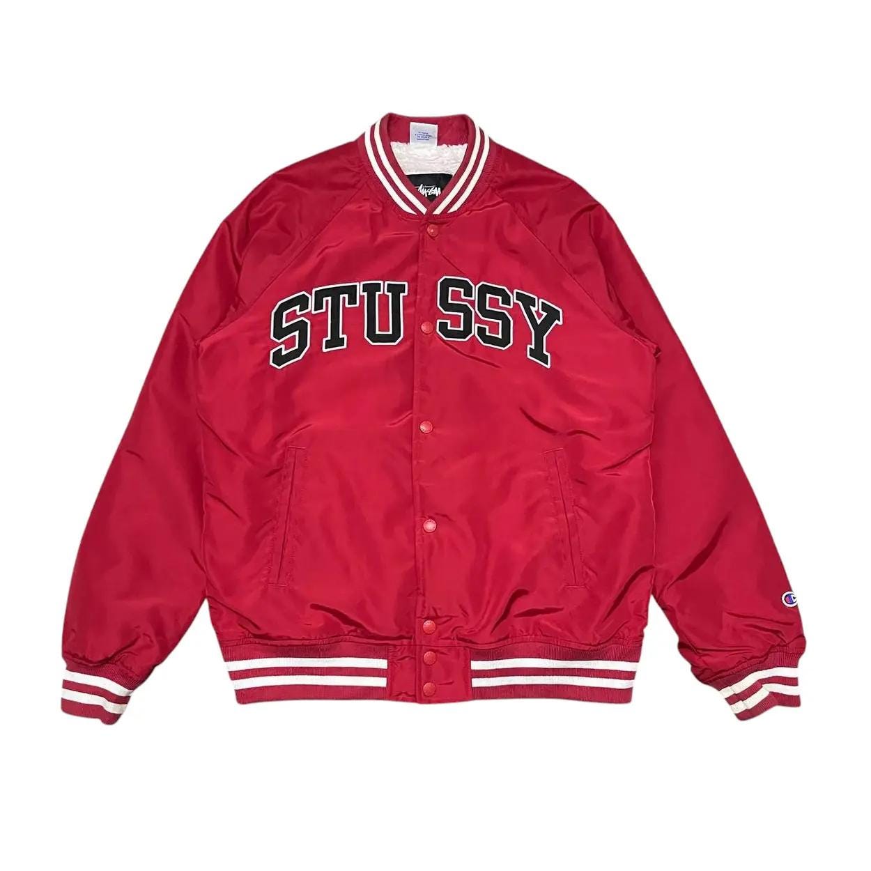 00s】Stussy Satin Stadium Jacket S Black ステューシー サテン