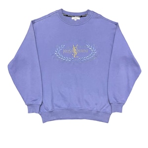 Vintage YSL Yves Saint Laurent Pour Homme Embroidered Crewneck Sweatshirt