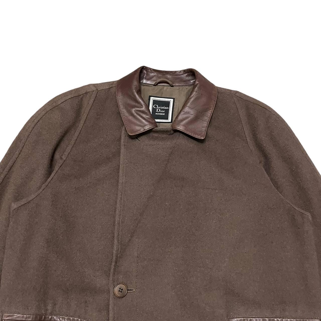 Vintage Christian Dior Monsieur Wool Leather Collar Coat - Etsy