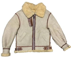 Vintage Avirex Sheepskin Coat Shearling Leather Jacket B3