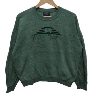 Vintage YSL Yves Saint Laurent Pour Homme Embroidery Crewneck Sweatshirt