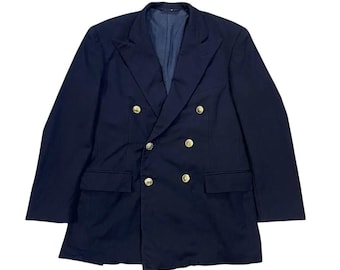 Vintage Polo Ralph Lauren Zweireihiger Wollblazer mit Goldknöpfen