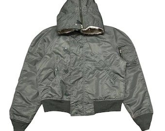 Large 80s N-2B Flight Jacket / Split Hood Cropped Parka Army Air