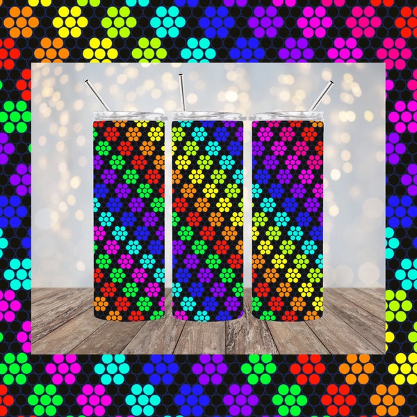 Neon Flower Stripes 20oz ss20 50x46 Rhinestone Pattern
