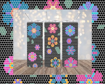 Vintage Flowers 20oz Skinny ss20 Rhinestone Pattern 49x49