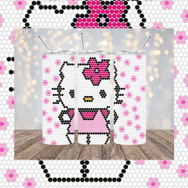 Kitty in Pink 20oz ss20 49x49 Rhinestone Pattern