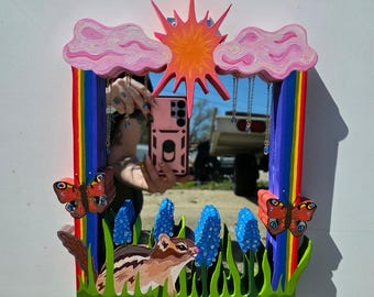 Feelings of Spring Mirror | Whimsical decor | hand made art