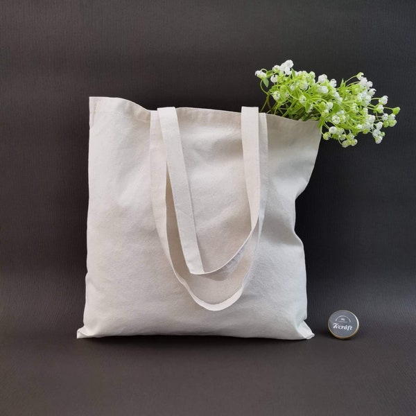 Blank Cotton Tote Bag, Plain Natural Shoulder Bag, Grocery Bags, Ideal for Dyeing DIY, Batik DIY, Sublimation, Printing and Decorating