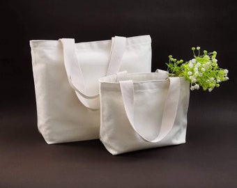 Schlichte schwere Canvas-Einkaufstasche, Premium Blank, natürliche Einkaufstasche, robuste Baumwolltasche, ideal zum Färben von DIY, Drucken und Dekorieren