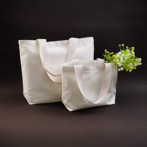 Borsa tote in tela pesante semplice, borsa per la spesa naturale vuota di alta qualità, borsa in cotone robusto, ideale per tingere il fai da te, stampare e decorare