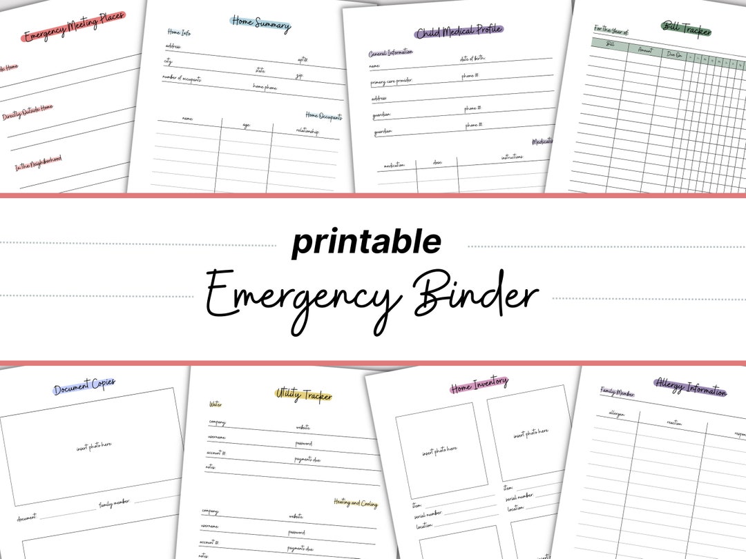 Emergency Binder just in Case Printable - Etsy