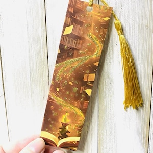 Laminated Handcrafted Glitter Embellished Reading Tassel Bookmark, Flower Book Lover Gift, Cute Bookmark, One Of A Kind Bookworm Reader Gift