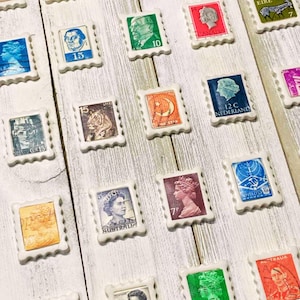 Handmade Vintage Stamp Magnets, Philatelic Art Gift For Stamp Collector, Decorative Magnet Gift Sets, Fun Magnets, Strong Fridge Magnets