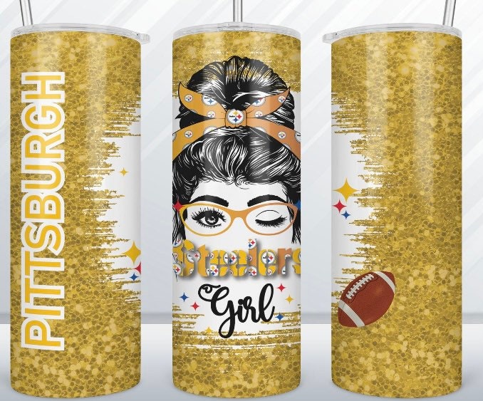 Pittsburgh Steelers Vintage Straight Skinny Glitter Tumbler