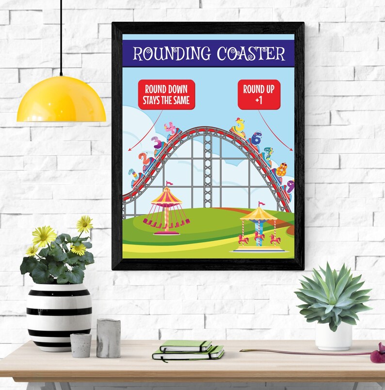 Modern Colorful Rounding Coaster Poster, Educational Poster, Math Print, Classroom Wall Art