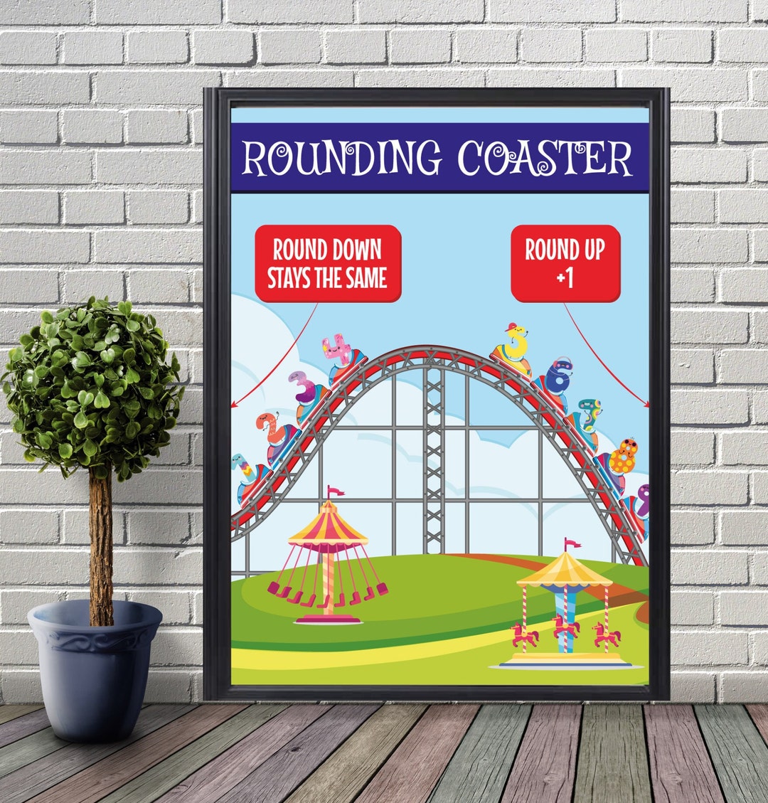 Modern Colorful Rounding Coaster Poster, Educational Poster, Math Print, Classroom Wall Art