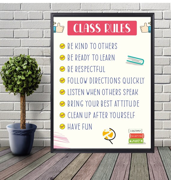  Kashe In This Classroom History Class Rules Poster Canvas,  Gifts For Student Teacher, Motivational Classroom Welcome Wall Art Decor,  Back To School Gifts: Posters & Prints