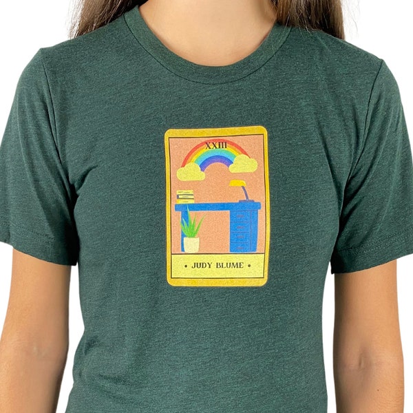 Judy Blume shirt, librarian tarot card tee, teacher graphic tee, vintage graphic shirt. Great gift for book lovers.