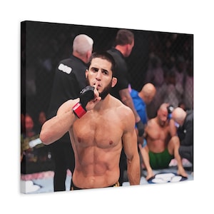 Canvas Print - Islam Makhachev ko&#39;s Volk (Dry Brush Art Style) - UFC Posters, MMA Wall Art, Gifts for Him, Man Cave Art, Fighter Prints