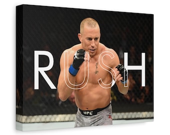 Georges St-Pierre "Rush" Canvas Art: Dry Brush Style UFC Poster