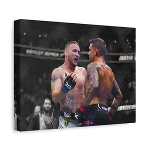 Impressão em tela - Gaethje vs Poirier (estilo de arte com pincel seco) - pôsteres do UFC, arte de parede do MMA, presentes do UFC, impressões de lutadores, presentes para ele, caverna do homem