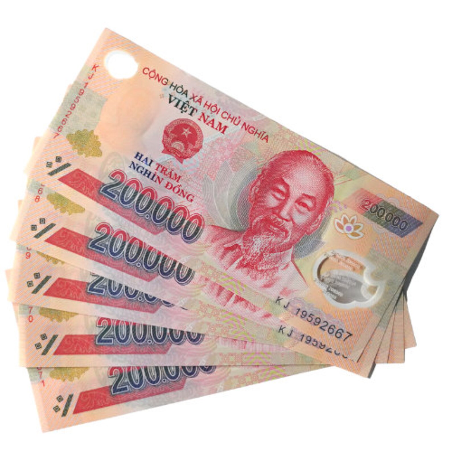 One Million Vietnamese Dong Polymer Banknotes 5x 200k Etsy